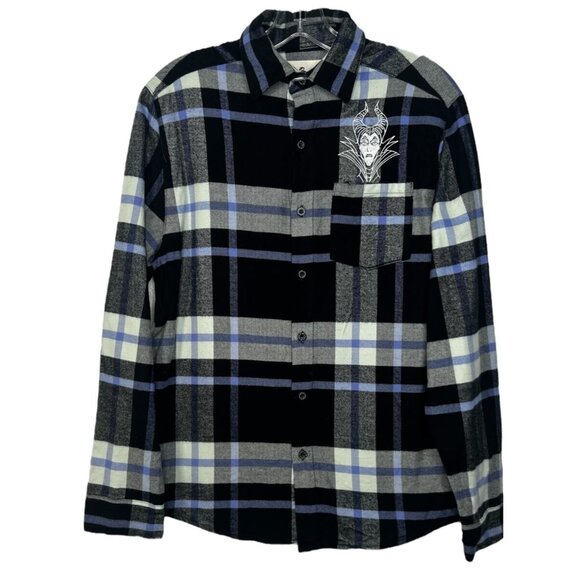 Disney Cakeworthy Maleificent Plaid Flannel Villains Embroidered Unisex Small - Picture 2 of 16
